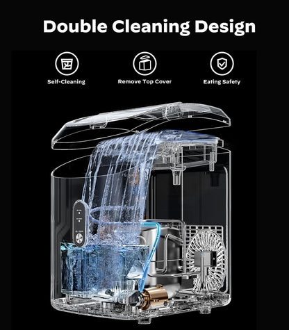 Nugget Ice Maker Countertop, Silonn Chewable Pellet Ice Machine with Self Cleaning Function, Pebble