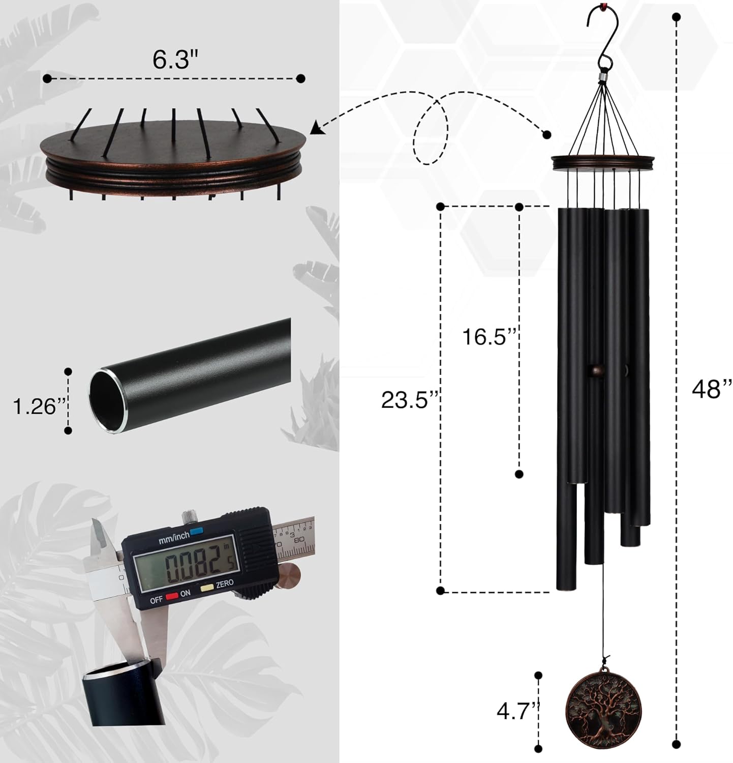Vanquer Large Wind Chimes for Outside Deep Tone - 46'' Wind Chimes Outdoor Clearance, Memorial