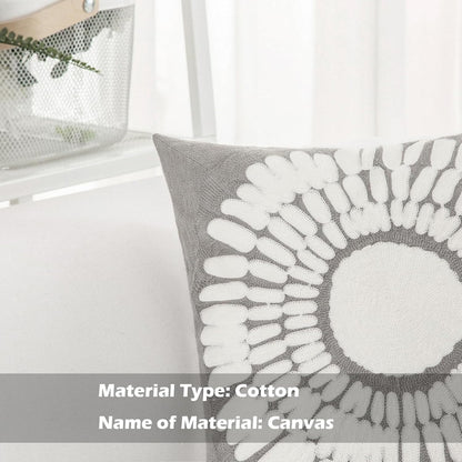 HWY 50 Grey Gray Decorative Throw Pillow Covers 18x18 Inch (1 Piece), Modern Embroidered Cotton