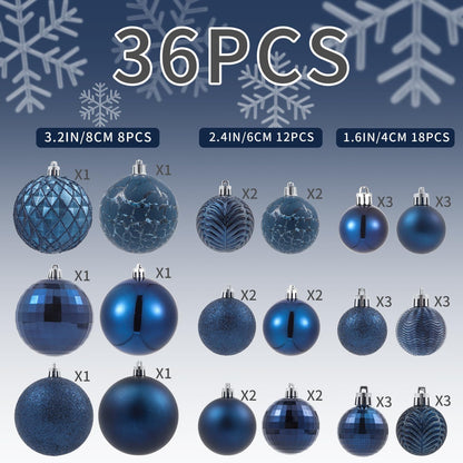 LANGXUN 36pcs Midnight Blue Christmas Tree Decorations Balls, Bolas De Navidad, 2025 Christmas
