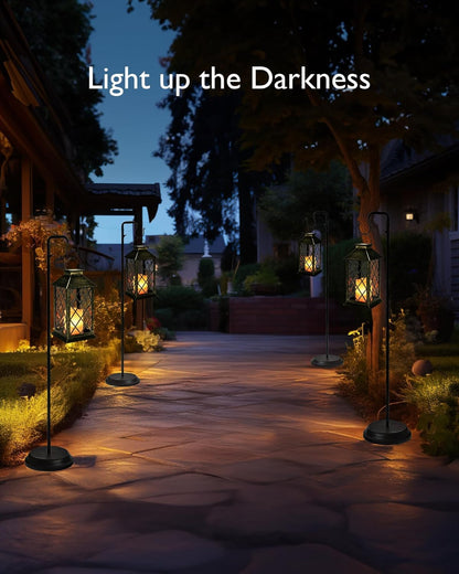 Homemory Solar Lanterns Outdoor Waterproof Hanging with Flickering Flameless Candles, 2 Pack Garden
