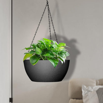 13 inch Large Hanging Planters Plant Pots for Outdoor Indoor Plants with Drainage Holes and Chain