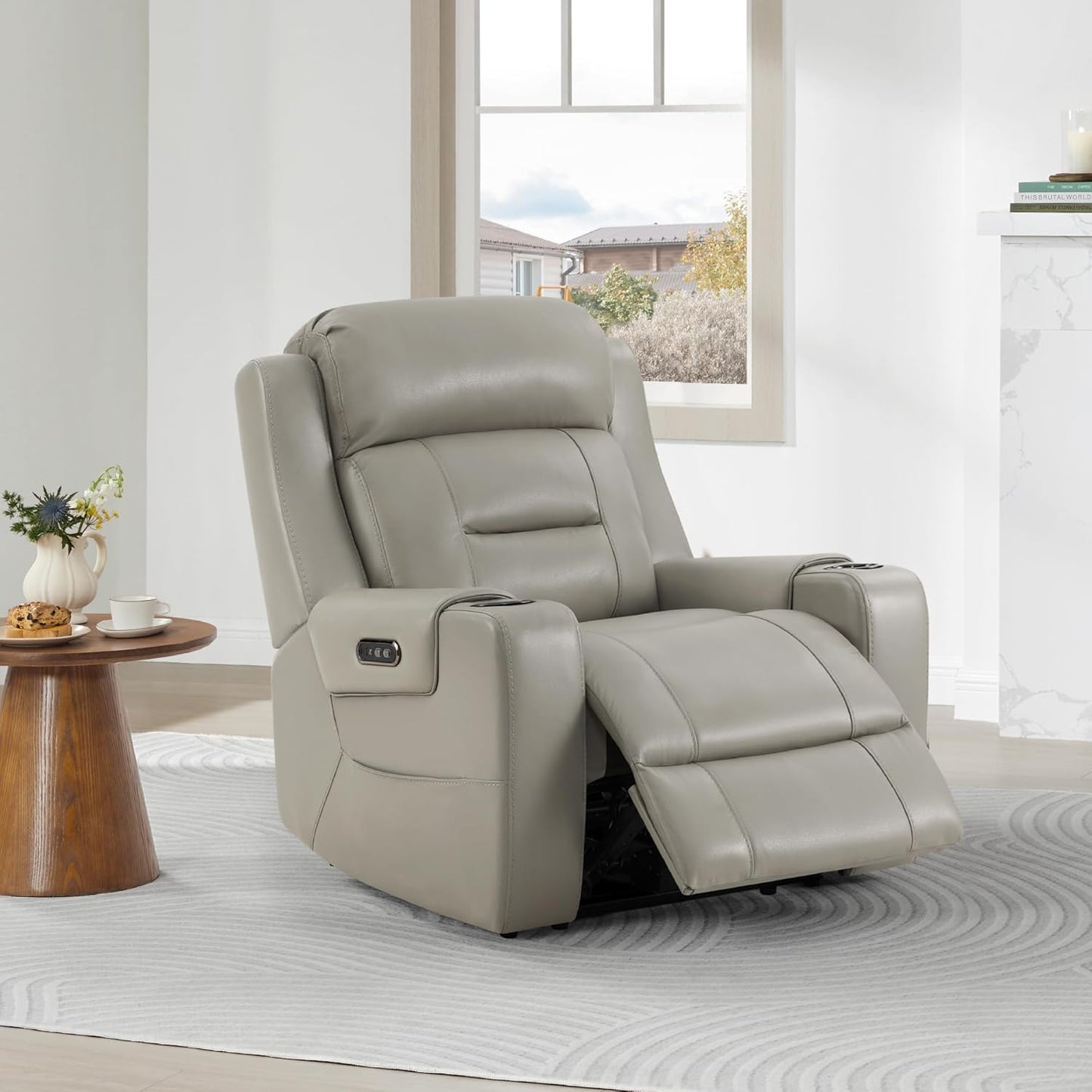 Watson & Whitely Genuine Leather Power Recliner Chairs for Adults, Lay Flat Recliner with Power