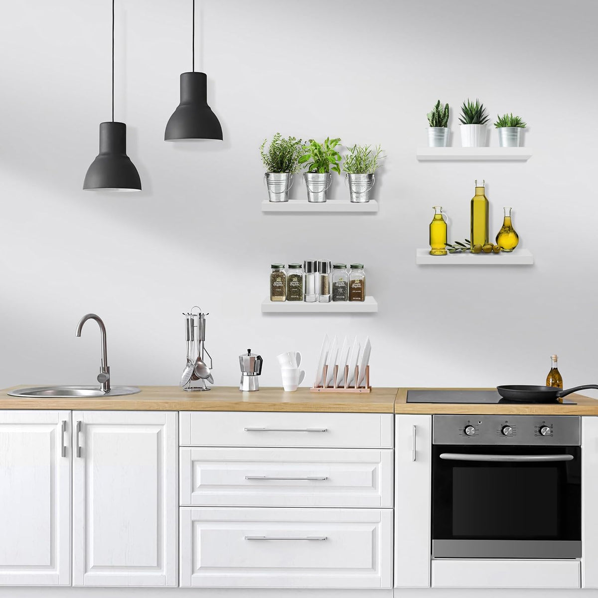 Sorbus Floating Shelves for Wall, Bathroom Shelves Wall Mounted for Kitchen, Bedroom, Living Room