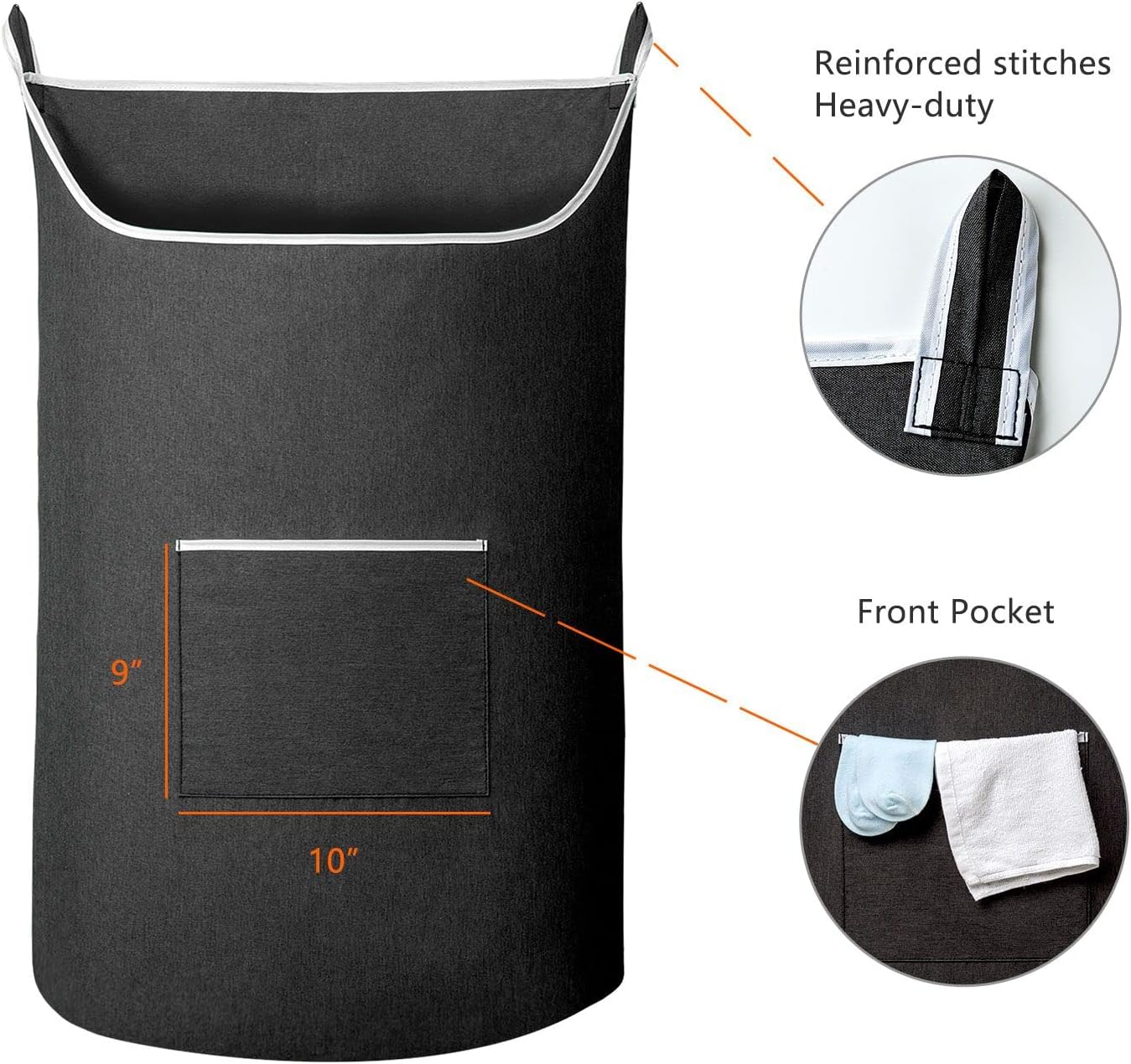 XL Hanging Laundry Hamper Bag, Black Door Hanging Hamper with Large Openging Hanging Laundry Hamper