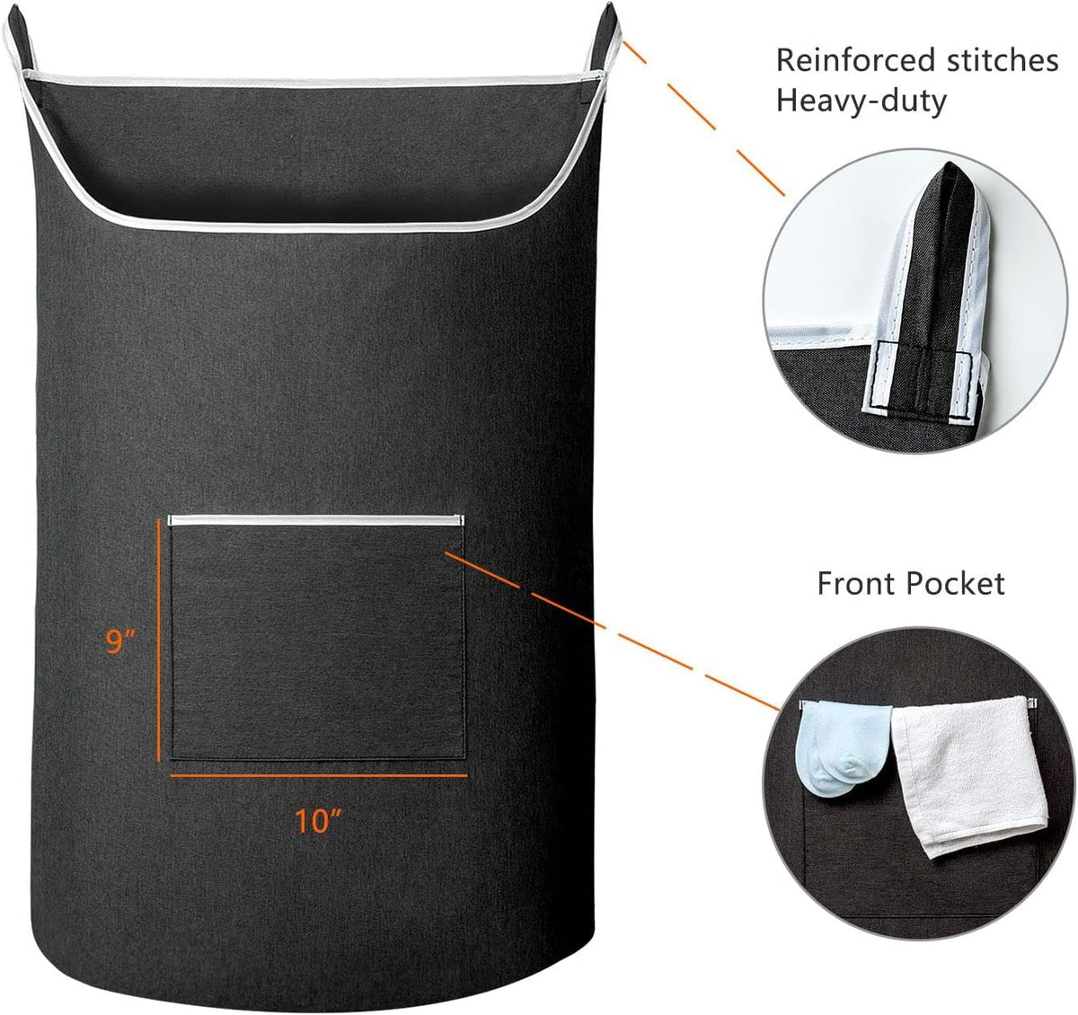 XL Hanging Laundry Hamper Bag, Black Door Hanging Hamper with Large Openging Hanging Laundry Hamper