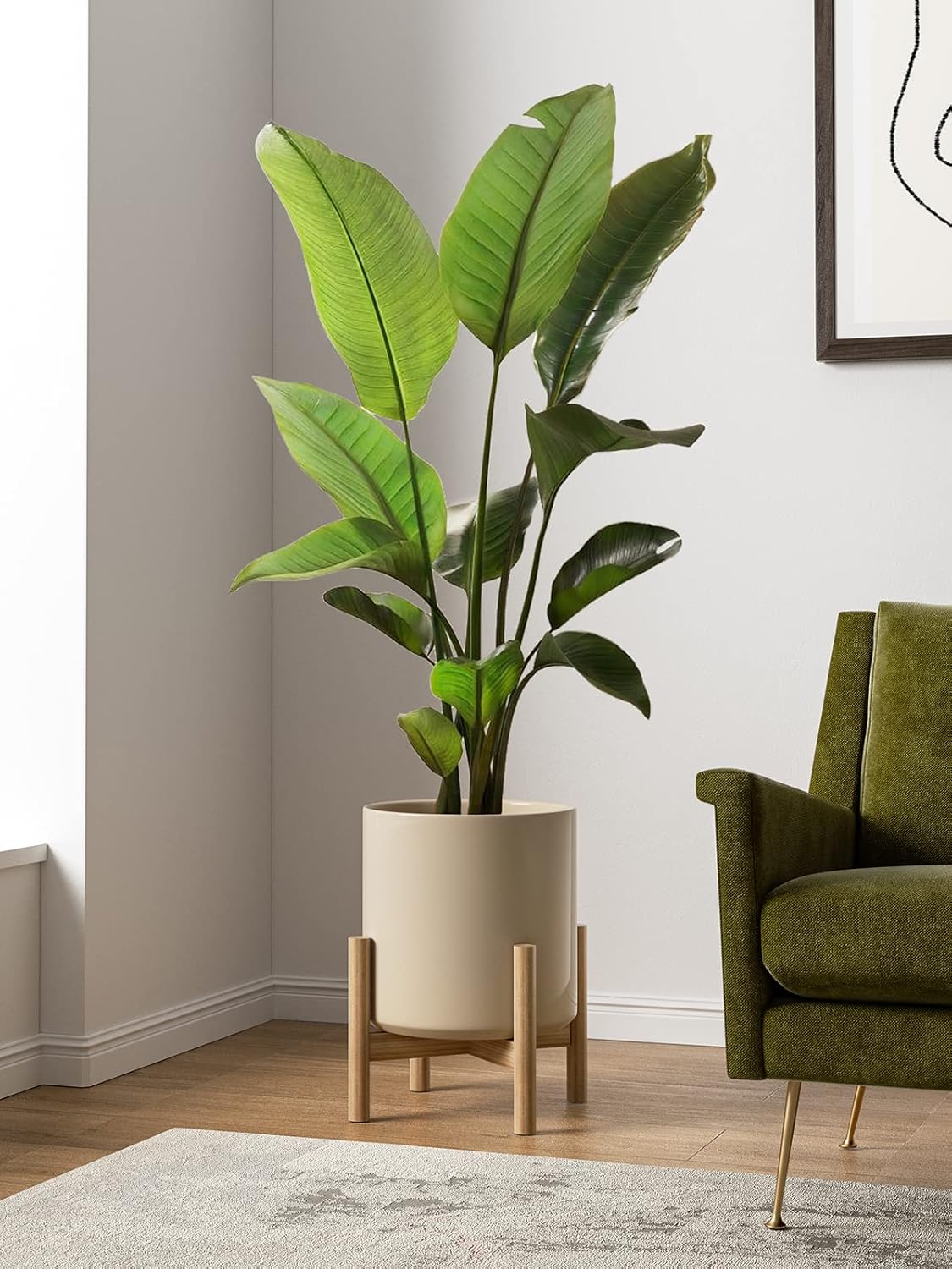 LE TAUCI 12 Inch Pots for Plants, Ceramic Large Plant Pot for Indoor Plants, Mid-Century Modern