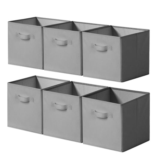 Cupic Cupid 6-Pack 11x11 Fabric Storage Cubes, Cube Storage Bins, Gray