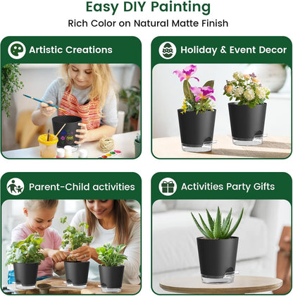 4 inch Self Watering Pots for Indoor Plants, 5 Pack Small Flower Plant Pots with Drainage Holes and