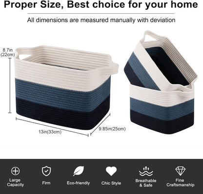 OIAHOMY Storage Basket, Woven Baskets for Storage, Cotton Rope Basket for toys,Towel Baskets for