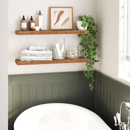 HOOBRO Floating Shelves for Wall, Wall Mounted Shelf Set of 2, 31.5" Hanging Shelf with Invisible