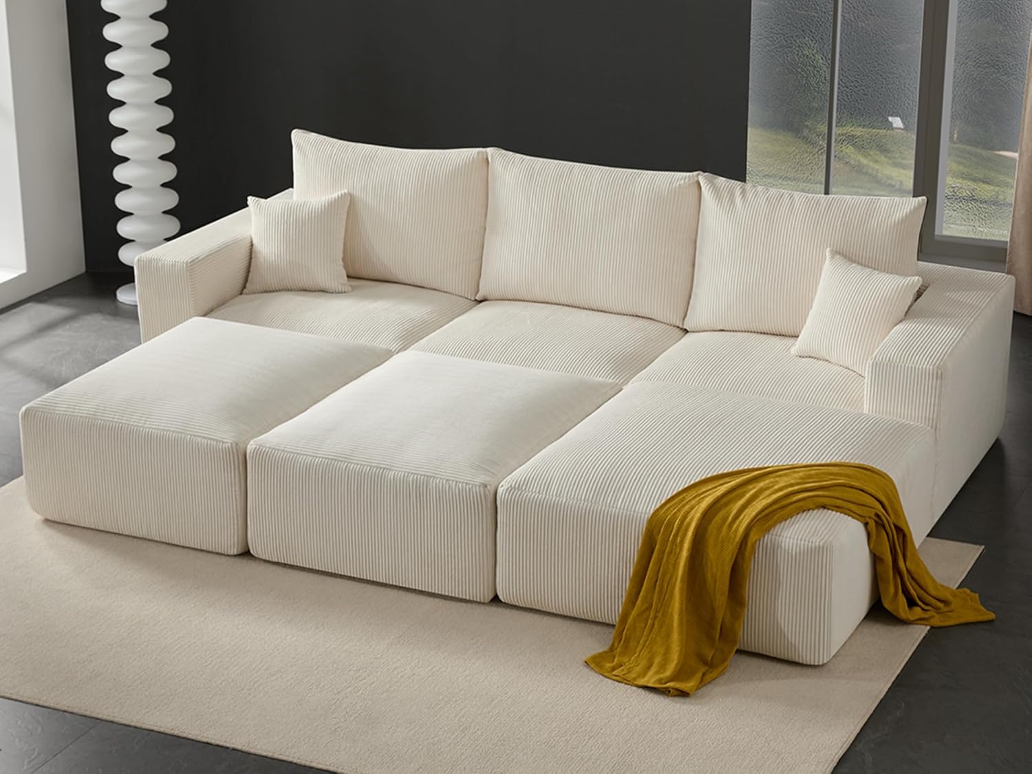 Boneless Sectional Cloud Couch Sofa Bed for Living Room, 112" Modular Modern Lounge 3 Seater