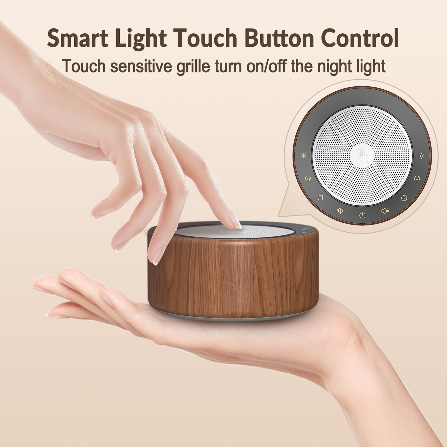 Nursery Lamp with Sound Machine, Mood Lighting, 7 Colors Night Light, 30 Soothing Sounds, White