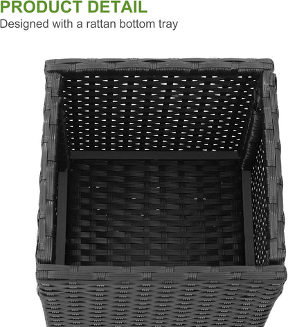 LEWIS&WAYNE Set of 2 Tall Planters for Outdoor Plants Handmade 24'' Wicker Tall Square Planter Box