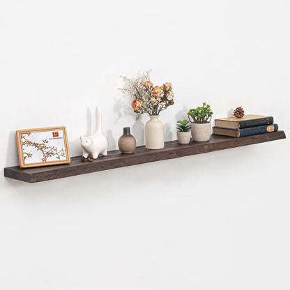 55 Inch Floating Shelves, Live Edge Elm Wood Floating Shelf for Wall, Wall-Mounted Display Shelves