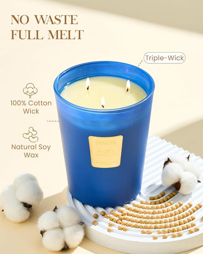 M&SENSE Peaceful Patchouli Scented Candle 35oz 150H Burn Time Long Lasting, 3-Wick Natural