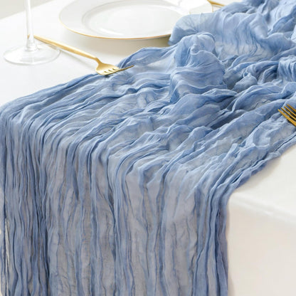 Sioloc 1 Pack Dusty Blue Cheesecloth Table Runner Fall Autumn Decor for Home 10ft Table Cloth for