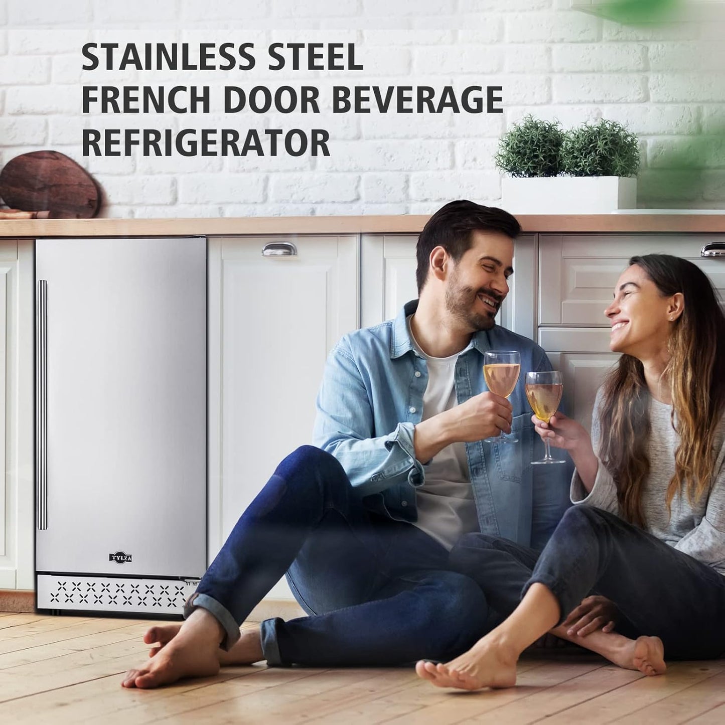 Tylza Beverage Refrigerator 15 Inch Wide, Mini Fridge Stainless Steel Under Counter Beverage