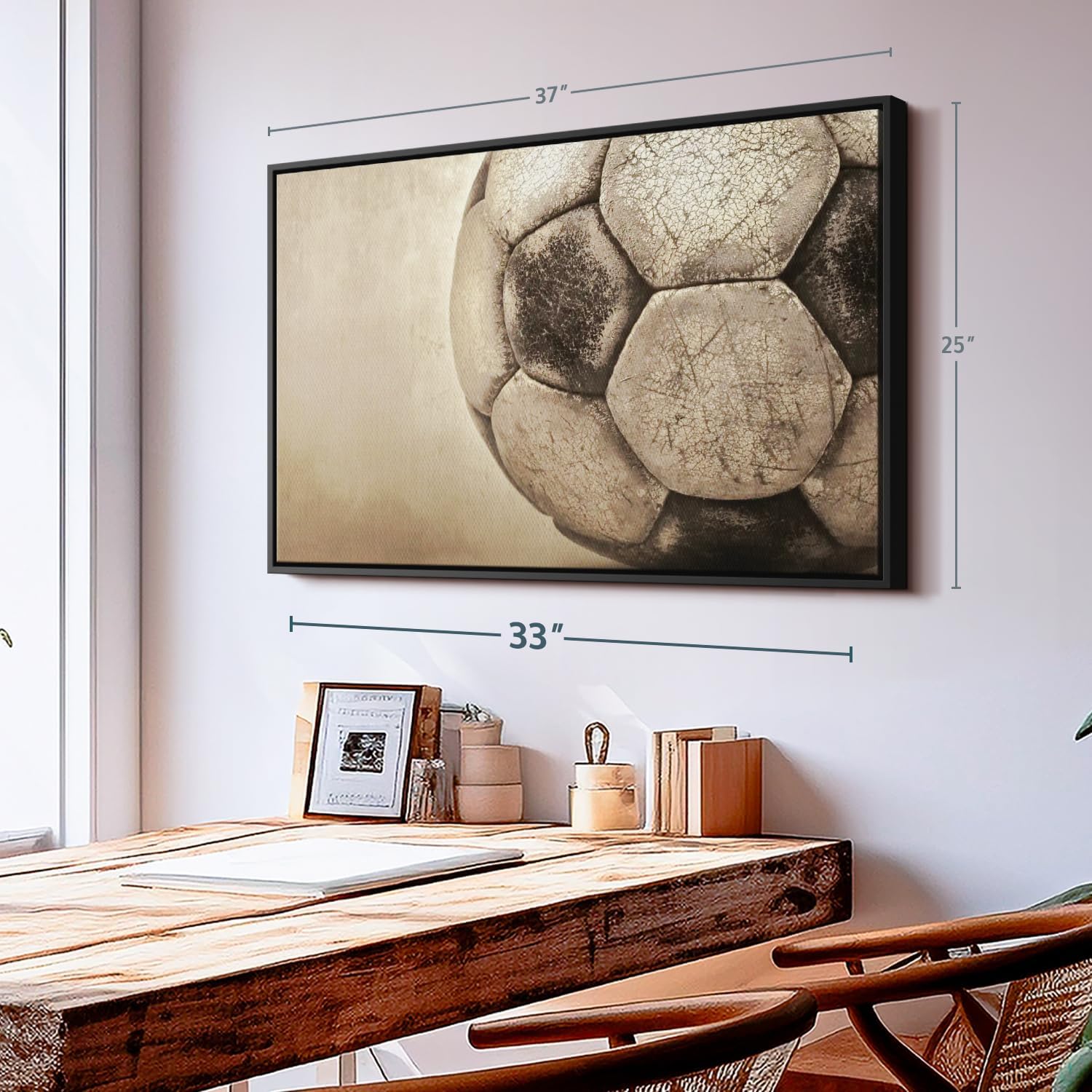 Elephant Stock Worn Soccer Ball Wall Art - Horizontal Framed Canvas - 1-Piece Living Room Wall