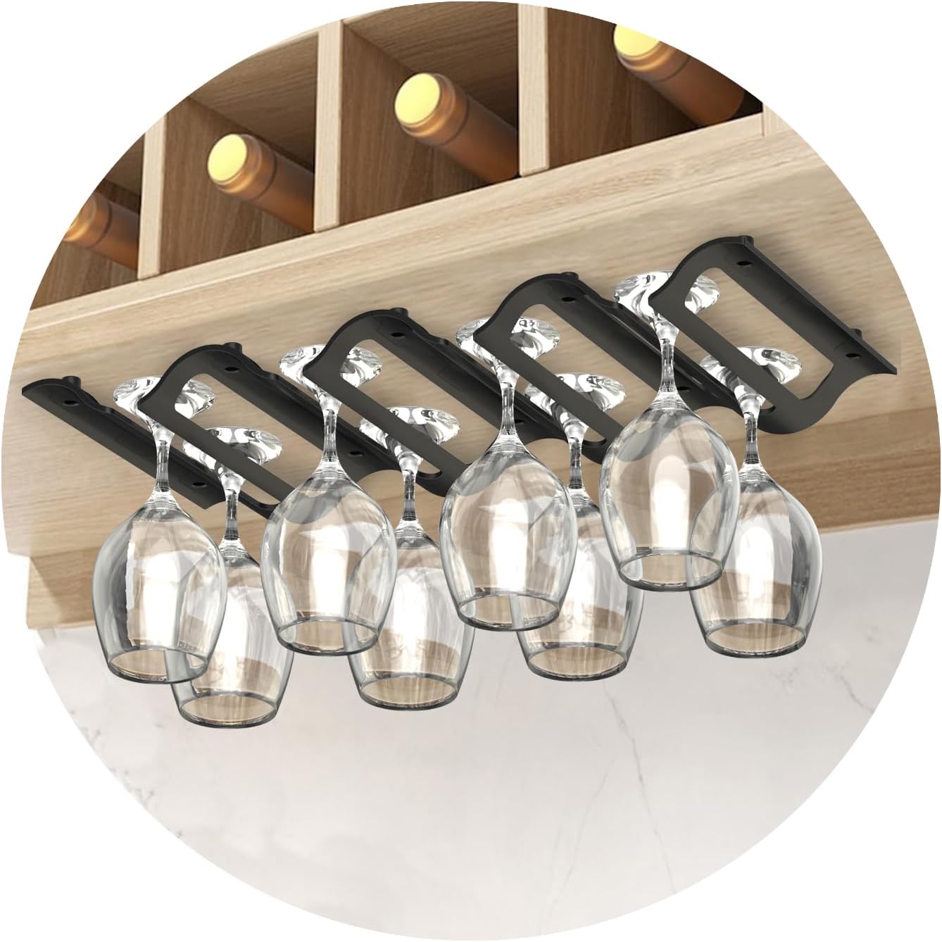 Bariboo Wine Glass Storage Case – Hang 8-12 Glasses on Your 18.7 x 9 x 1.7 In., Dust-Free Wine