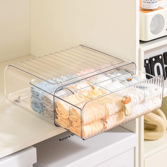Socks Underwear Drawer Organizer Dividers, 16 Cell Stackable Closet Organizer, Plastic Underwear