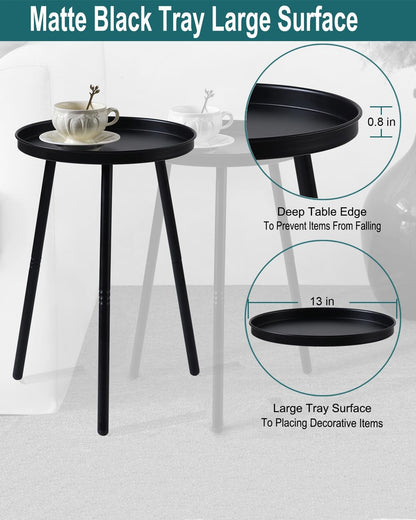 AOJEZOR Side Table: End Table for Any Room - Small Side Tables for Small Spaces All Matte Black