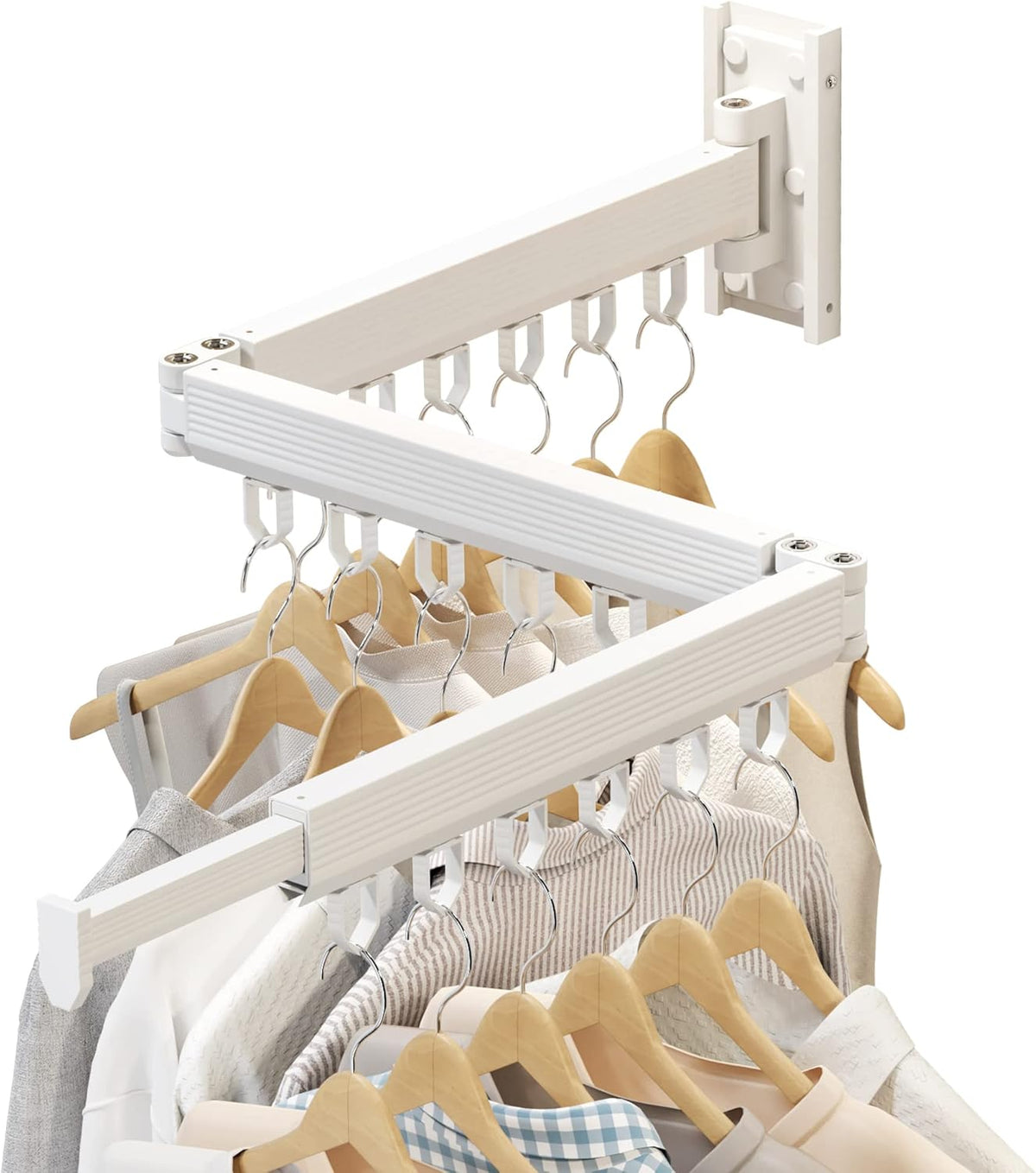 Wall Mounted Clothes Drying Rack, Retractable Laundry Rack for Hanging Clothes, Collapsible
