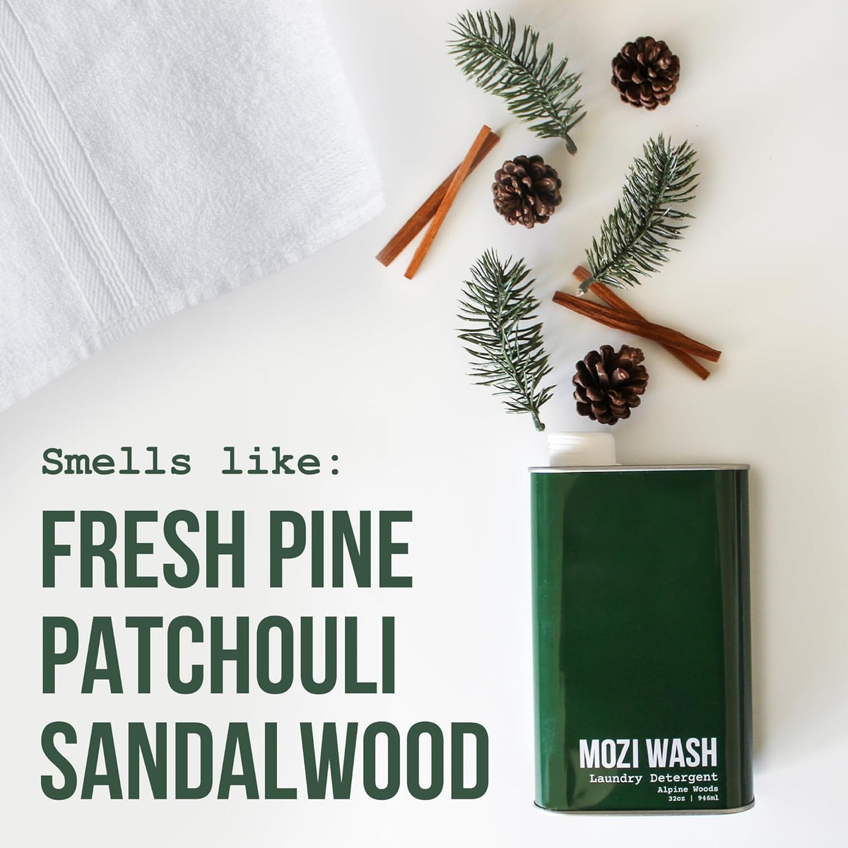 Laundry Detergent Liquid, Alpine Woods- Sandalwood, Pine & Patchouli, 50+ Loads, Concentrated, Non