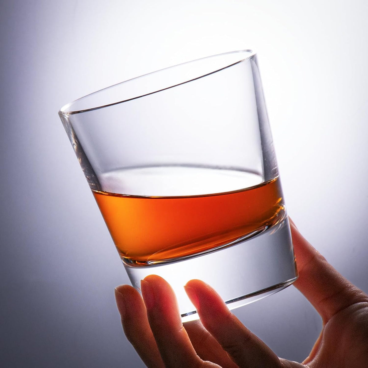 KAMMAK Crystal Whiskey Glasses Set of 2, Hand Blown 8.79oz Old Fashioned Glasses Stemless, Luxury