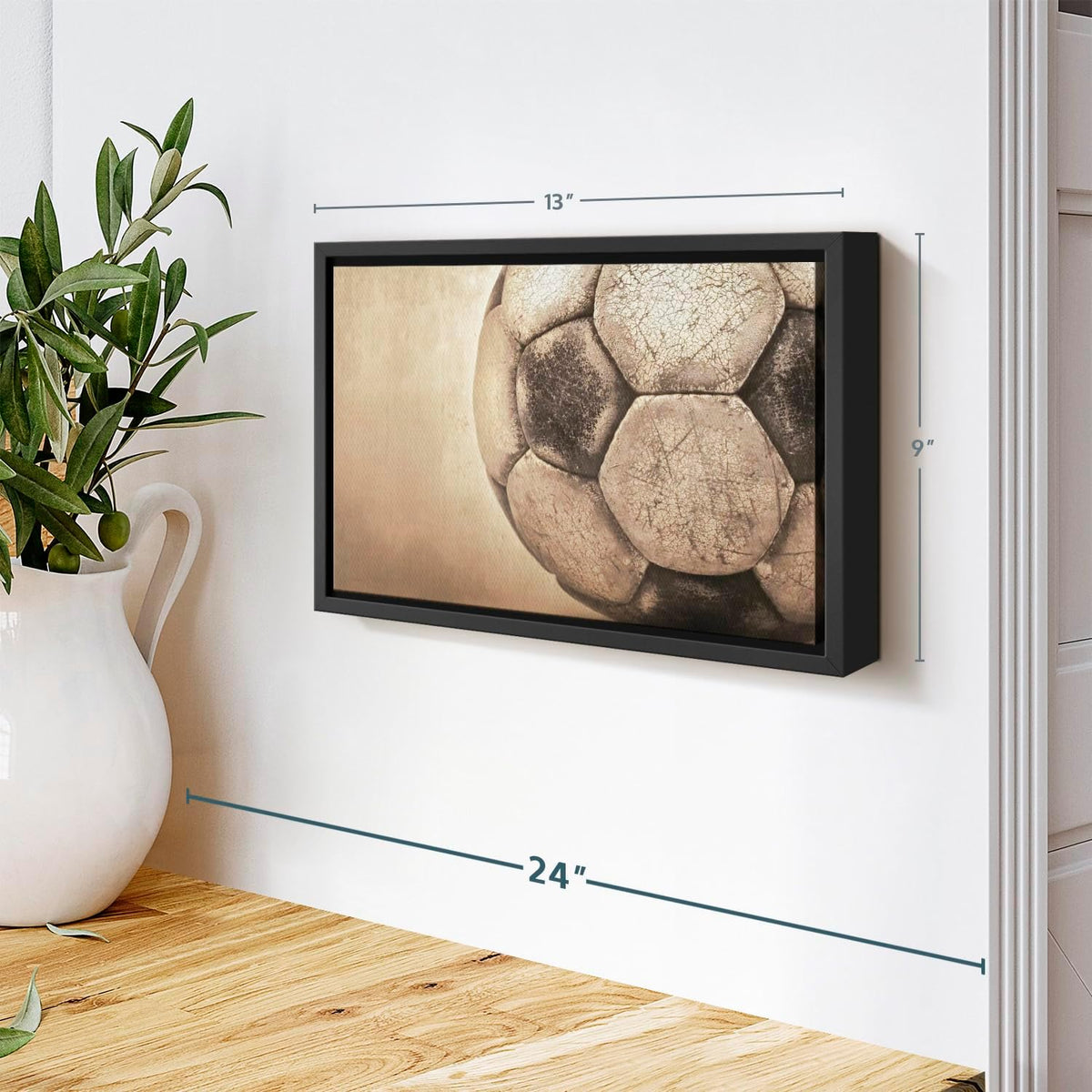 Elephant Stock Worn Soccer Ball Wall Art - Horizontal Framed Canvas - 1-Piece Living Room Wall