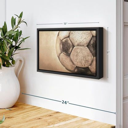 Elephant Stock Worn Soccer Ball Wall Art - Horizontal Framed Canvas - 1-Piece Living Room Wall