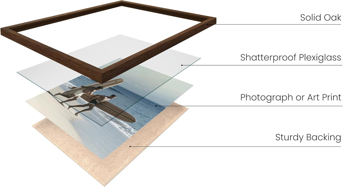 HAUS AND HUES Walnut Oak Wood Gallery Wall Tabletop Frames Made with Real American Oak and