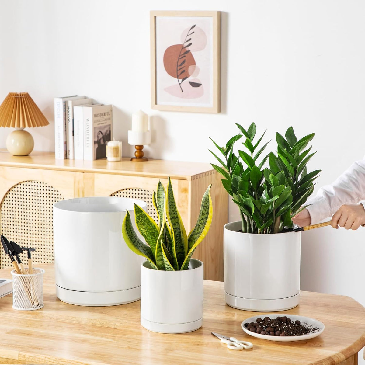 vancasso Ceramic Planters, Plant Pots for Indoor Plants, 6.25+8.25+10.25 Inch Ceramic Pots for