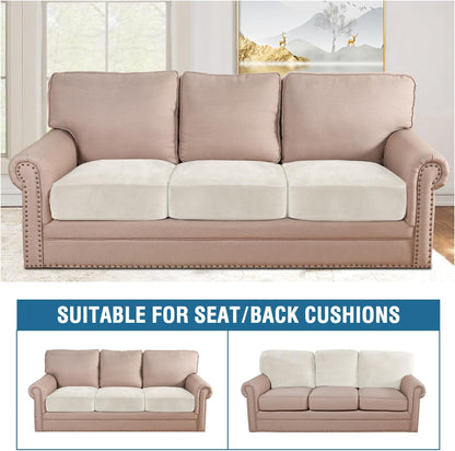 H.VERSAILTEX Velvet Stretch Couch Cushion Cover Plush Cushion Slipcover for Chair Loveseat Sofa