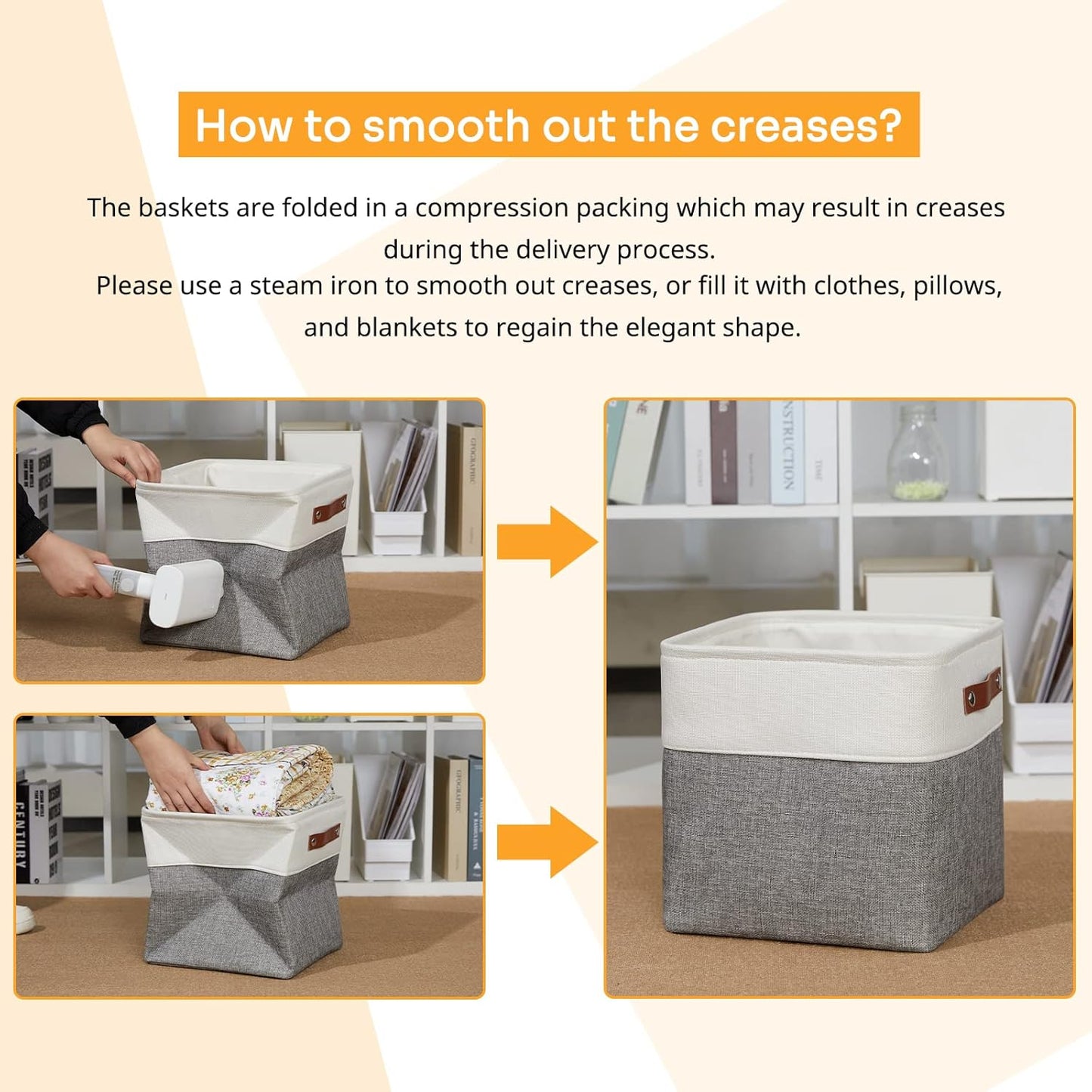 DULLEMELO 11 Inch Cube Storage Bins Fabric Storage Cubes 4 Pack Foldable Cube Storage Baskets for