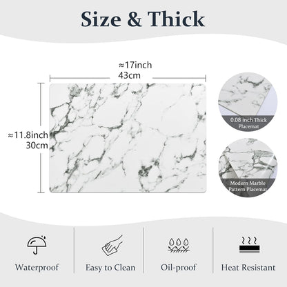 FROMHEART Faux Leather Placemats Set of 6–Waterproof,Heat/Oil Stain-Resistant PU Table