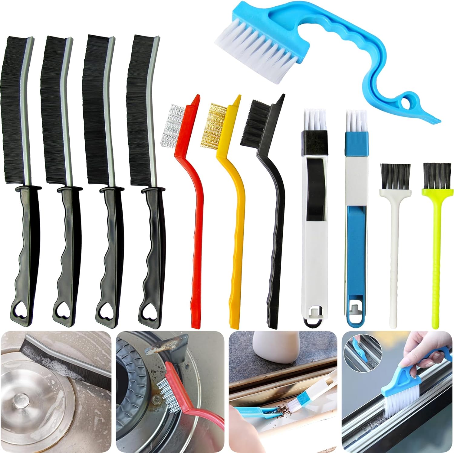 12Pcs Crevice Cleaning Brush,Small Gap Cleaning Brushes for Cleaning Bathroom,Kitchen,Window