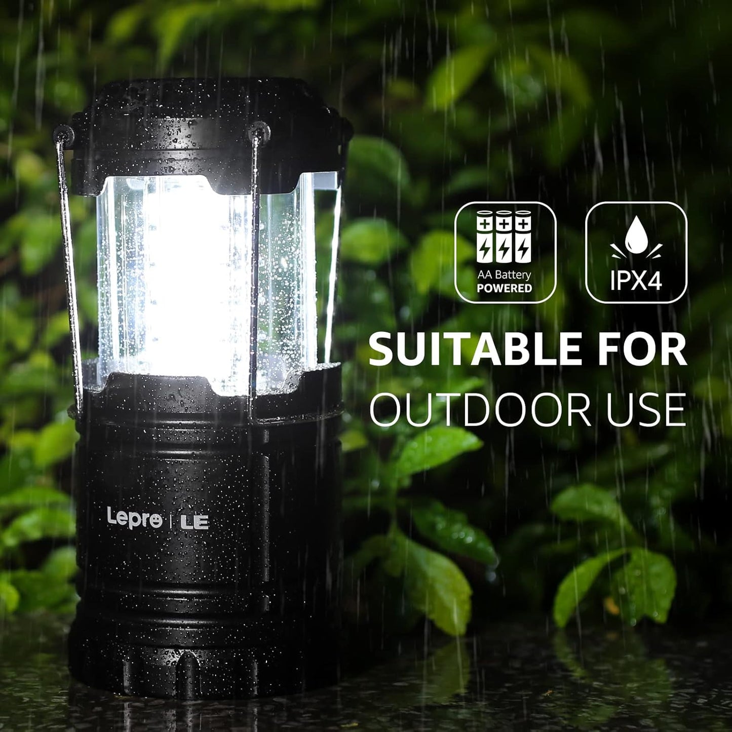 Lepro LED Camping Lanterns Battery Powered, Collapsible, IPX4 Water Resistant, Outdoor Portable