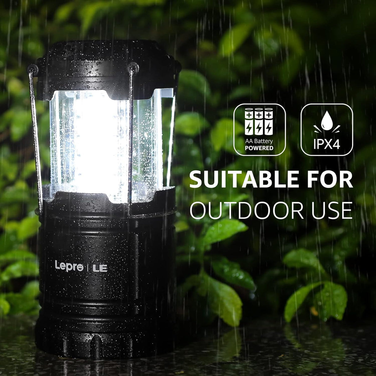 Lepro LED Camping Lanterns Battery Powered, Collapsible, IPX4 Water Resistant, Outdoor Portable