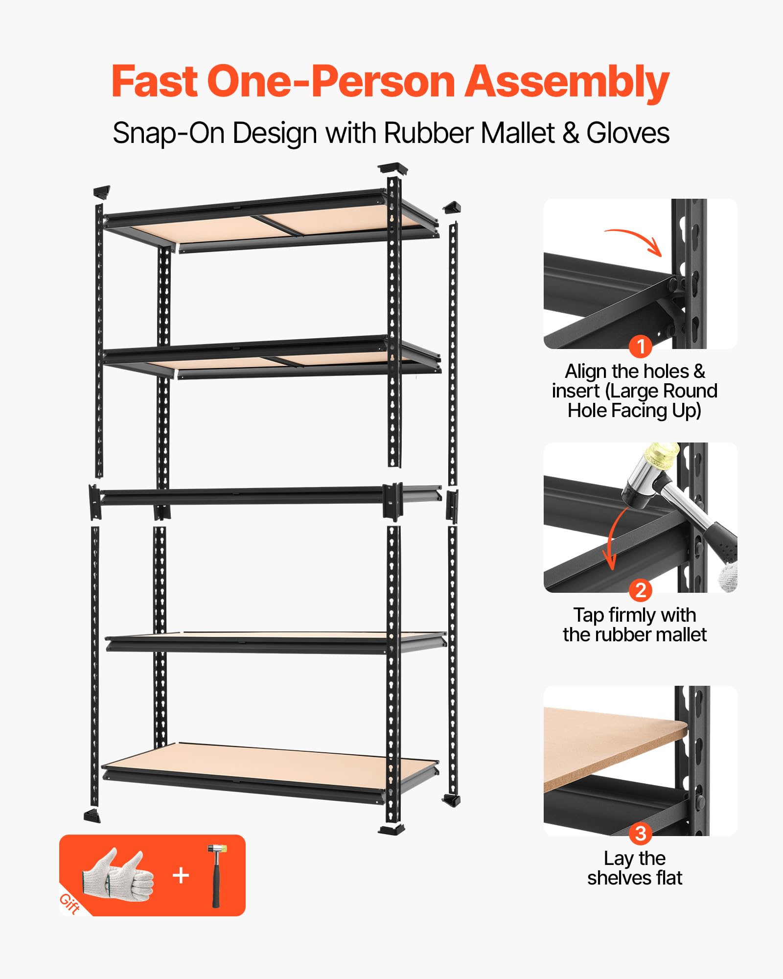 VEVOR Storage Shelves, 5-Tier Adjustable, 2500 lbs Capacity, Heavy Duty Garage Storage Shelving