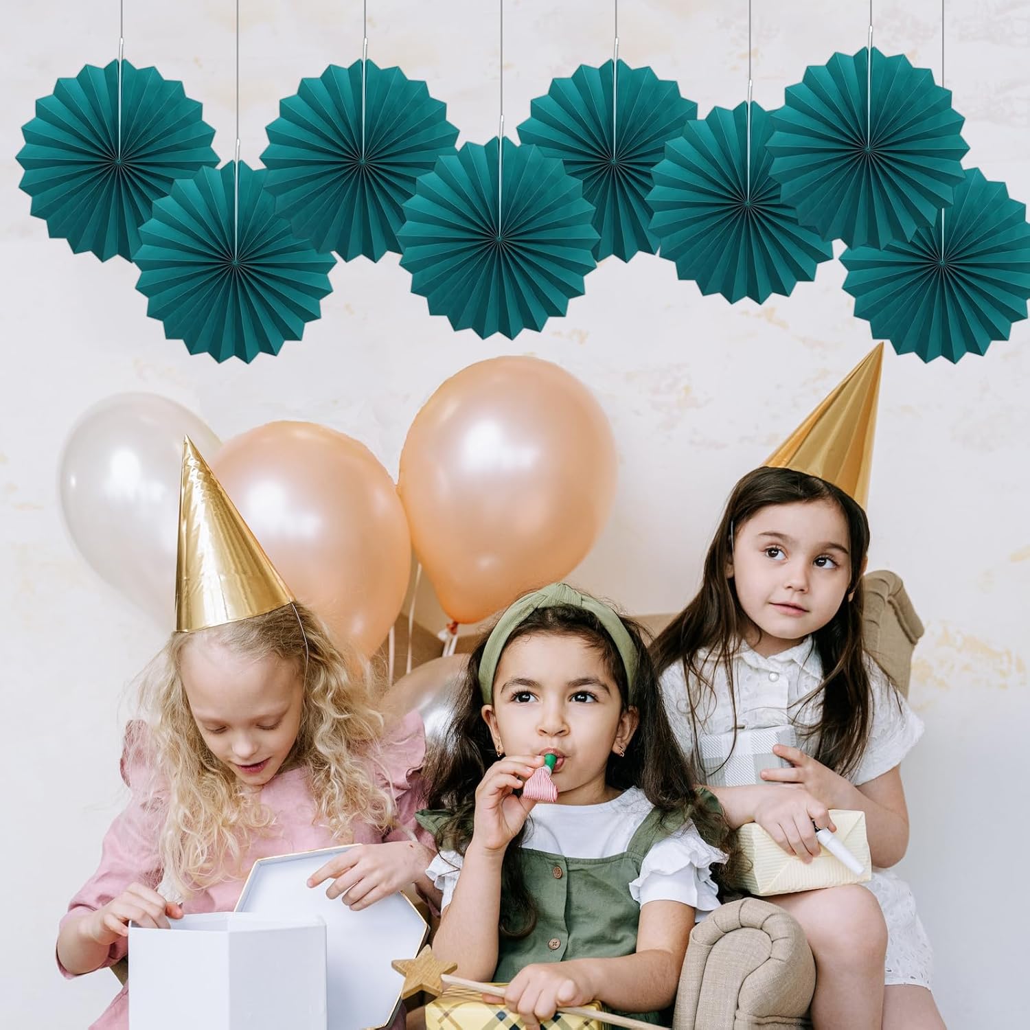 Green Birthday Decorations,DIY Green Paper Fans Hanging Decoration ,Party Supplies Party Fans 12in