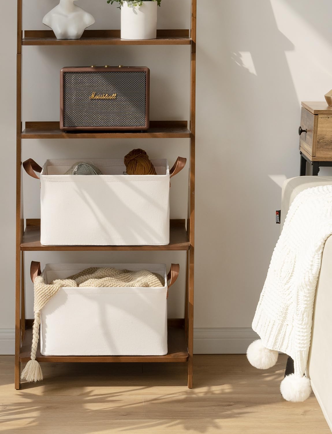 StorageWorks Storage Bins, Fabric Storage Bins for Shelves, Storage Baskets with Metal Frame