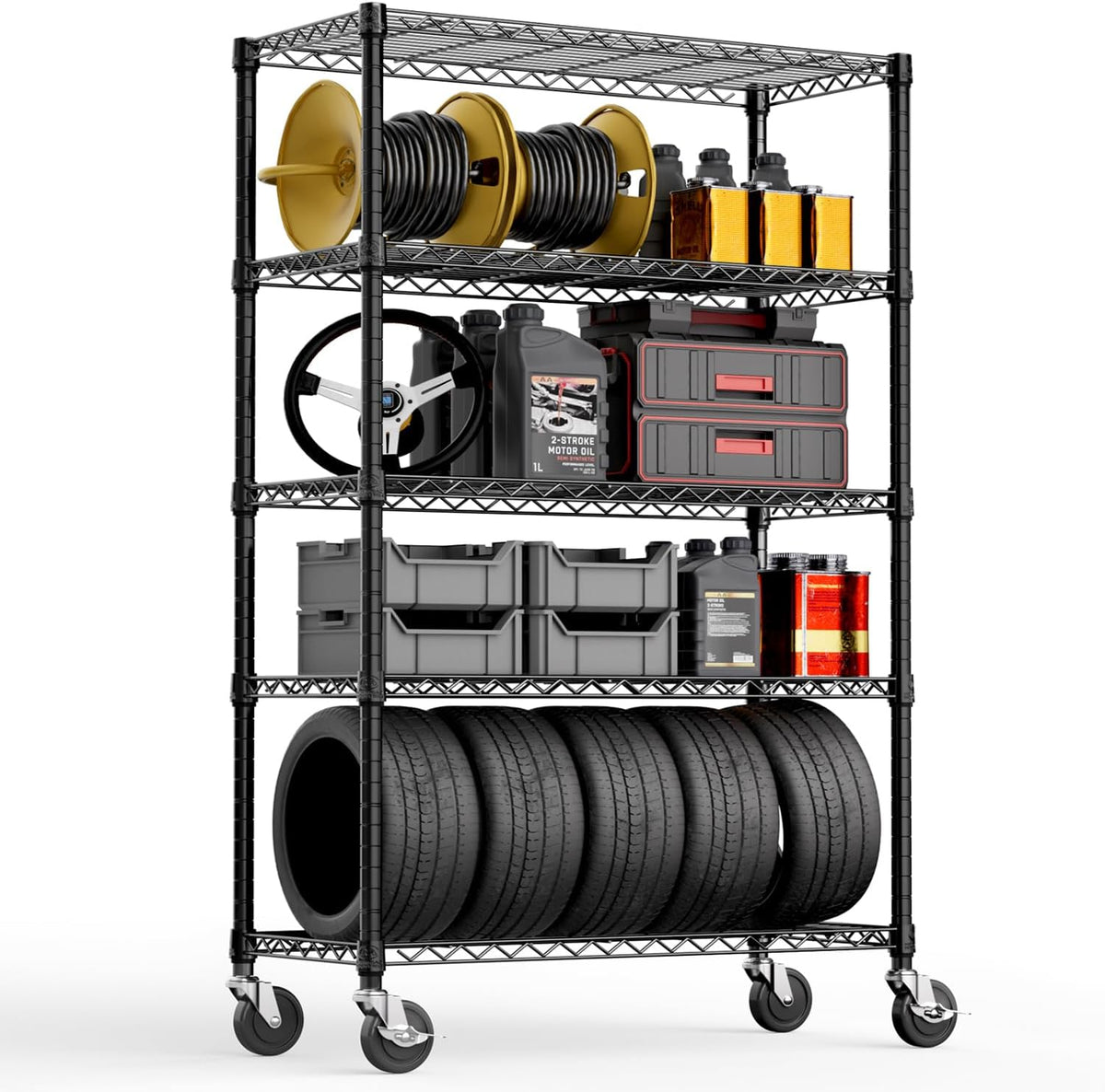 5-Shelf Storage Shelves,Wire Shelving Heavy Duty Metal Storage Shelving Unit Adjustable Garage