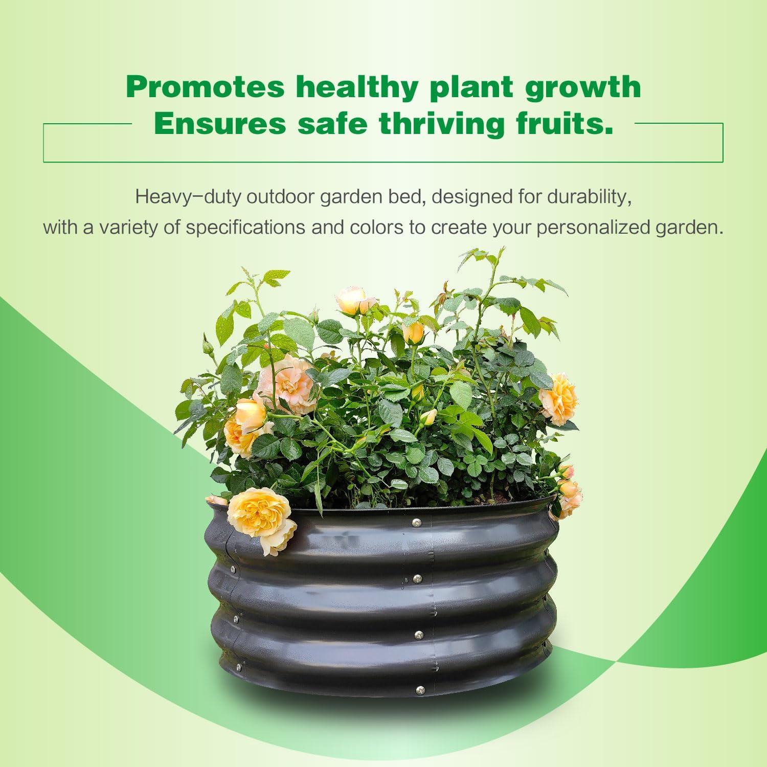 GARDMAX 2x2x1FT Galvanized Round Raised Garden Bed Kit, Metal Planter Boxes Outdoor with Easy
