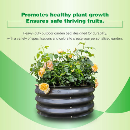 GARDMAX 2x2x1FT Galvanized Round Raised Garden Bed Kit, Metal Planter Boxes Outdoor with Easy