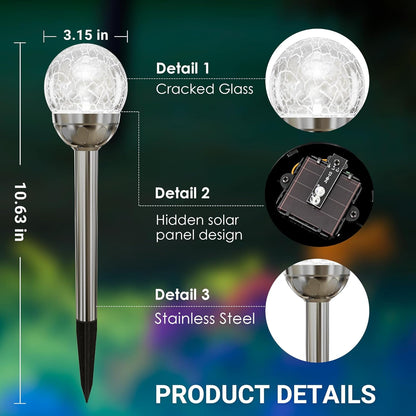 SOLPEX Solar Garden Lights Outdoor, 3 Pack Multi-Color Changing&White 2 Modes Solar Powered Glass
