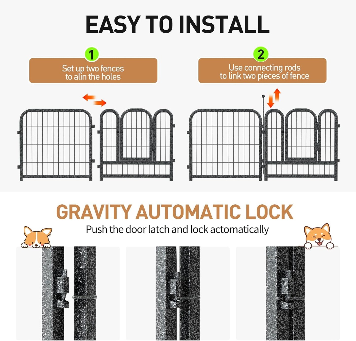 Metal Dog Playpen, 40" Inch Height 24 Panels, Large Dog Fence for Large/Medium/Small Dogs Indoor &