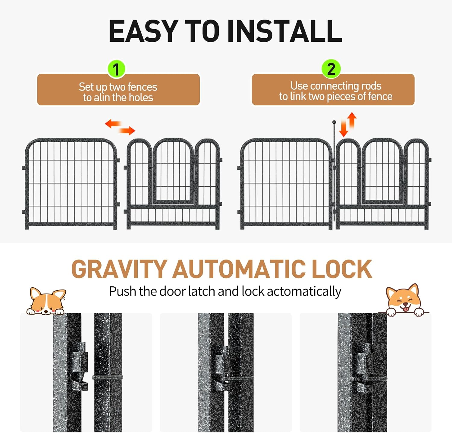 Metal Dog Playpen, 40" Inch Height 32 Panels, Large Dog Fence for Large/Medium/Small Dogs Indoor &