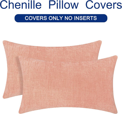 CaliTime Throw Pillow Covers Decorative 16 X 26 Inches Pack of 2 Cozy Chenille Cushion Cases for
