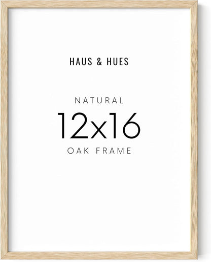 HAUS AND HUES Beige Oak Wood 12x16 Picture Frame - Modern Wood Wall Art Display - Lightweight 12x16